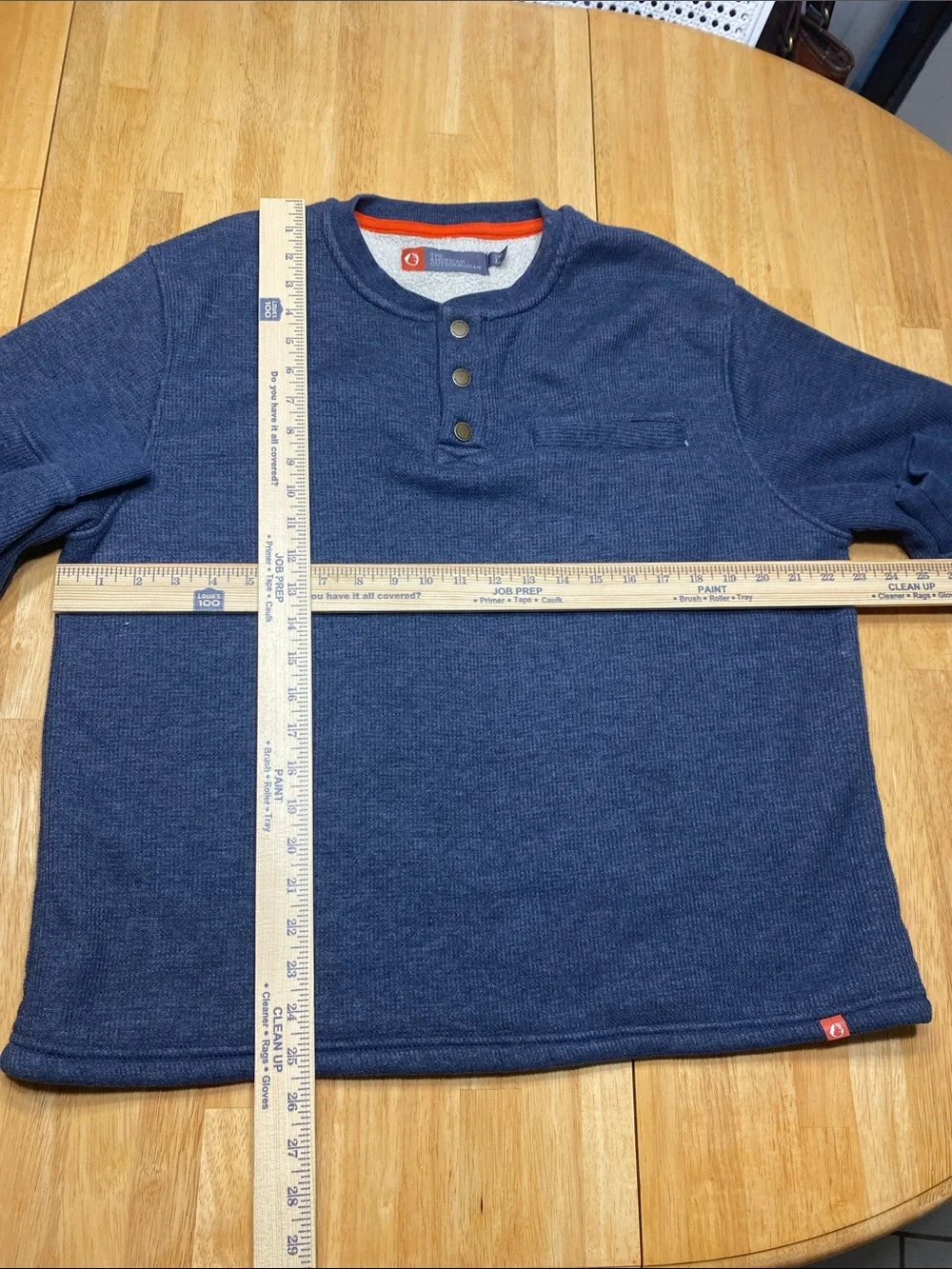 Men's Blue Henley Pullover Sweater Size L the American Outdoorsman - Picture 5 of 6